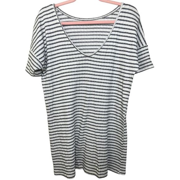 Zara Woman basic gray white stripe knit tunic scoop vneck back small - Picture 1 of 3